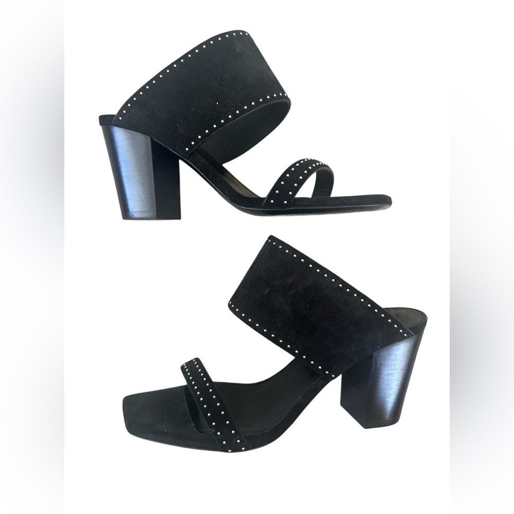 Saint Laurent Black Ladies Oak Mule Suede Studded Sandal Shoe Sz 37.5 NWOT NEW - Picture 9 of 16